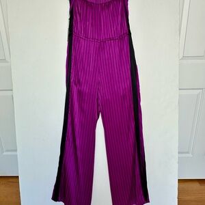 Alice & Trixie one of a kind strapless 100% silk charmeuse pinstripe jumpsuit.